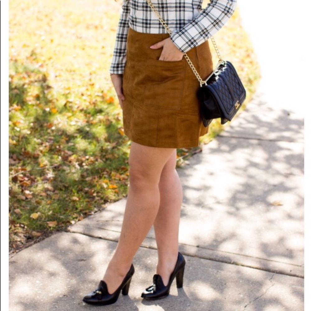 Old Navy Brown Faux Suede Skirt